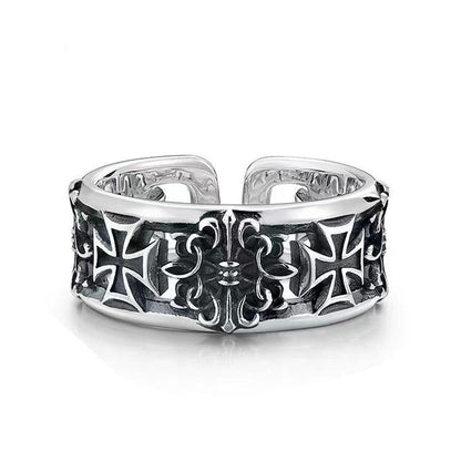 AMUSOUL Classic Cross Signet Ring – Symbol of Strength and Devotion