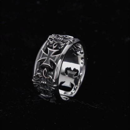 AMUSOUL Classic Cross Signet Ring – Symbol of Strength and Devotion