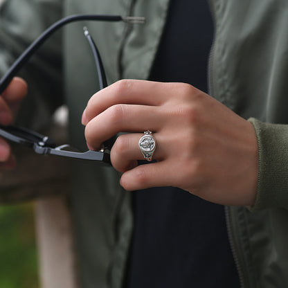AMUSOUL Guardian Prayer Ring – Vintage Open Cross Design