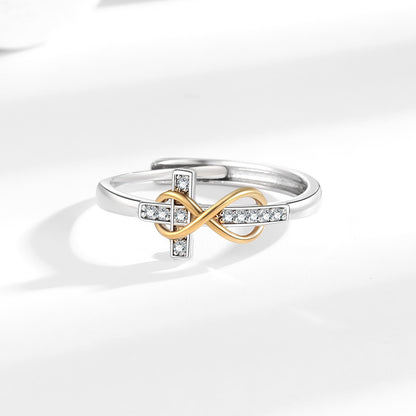 AMUSOUL Grace & Light Cross Ring – Dual-Tone Faith-Inspired Band