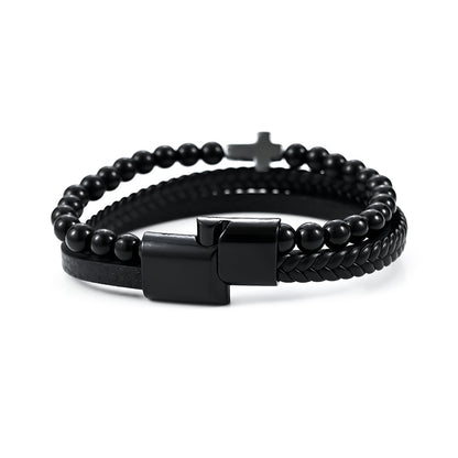 AMUSOUL Guardian Cross Tiger Eye Stone Bracelet – Double Guardian