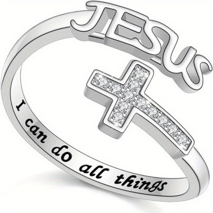 AMUSOUL Jesus & Cross Statement Ring – Modern Faith, Eternal Truth