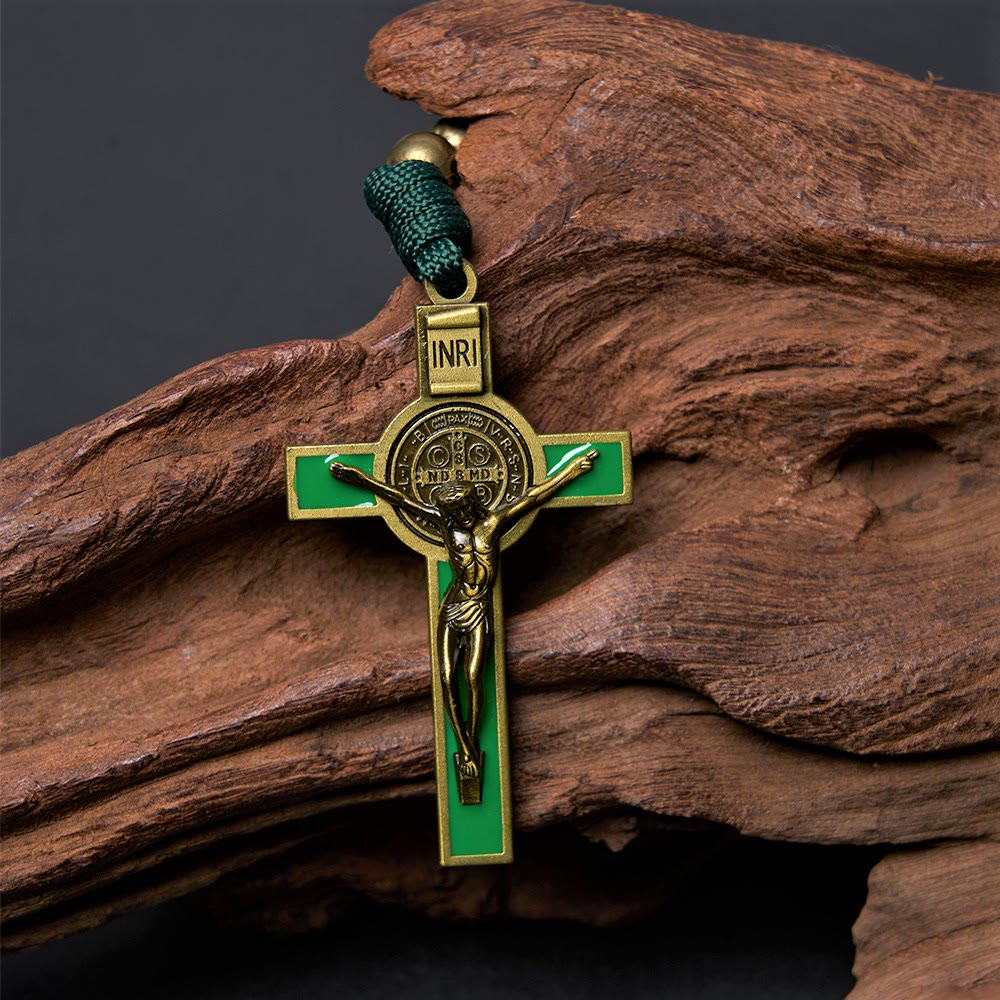 AMUSOUL Crucifix of 10 mm Round Bronze Acrylic Paracord Rosary