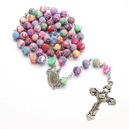 AMUSOUL Christian Cross Catholic Multi Coloured Rosary