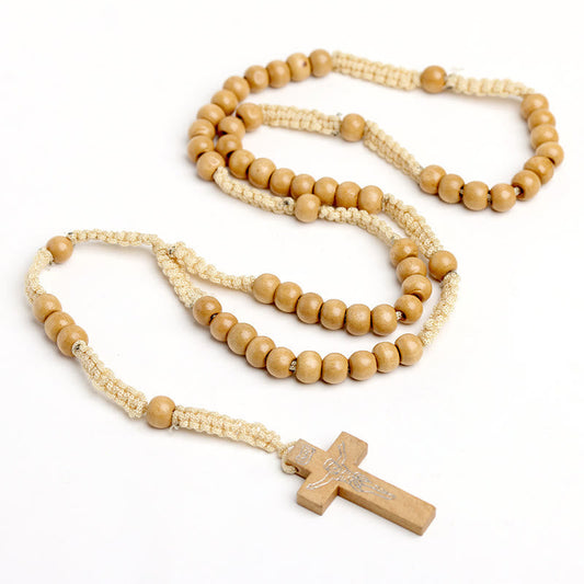 AMUSOUL Wooden Cross Prayer Rosary