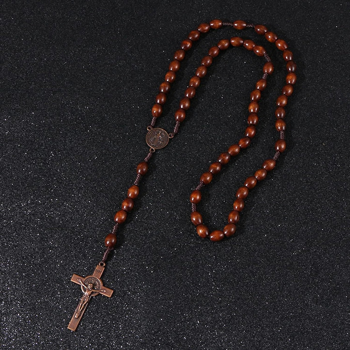 AMUSOUL St. Benedict Olive Wood Prayer Rosary