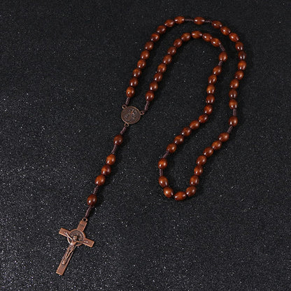 AMUSOUL St. Benedict Olive Wood Prayer Rosary