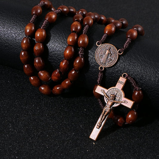 AMUSOUL St. Benedict Olive Wood Prayer Rosary