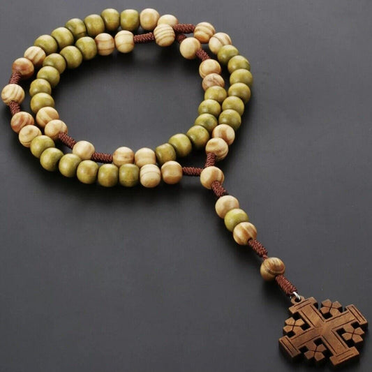 AMUSOUL Olive Wood Rosary and Cross