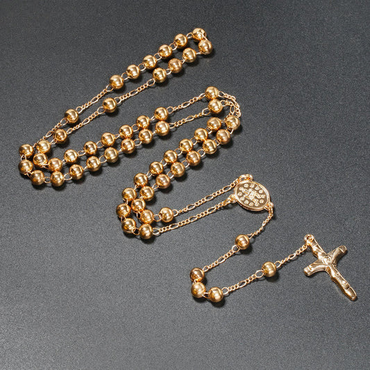 AMUSOUL Christian Virgin Mary Long Chain Jesus Cross Religion Rosary