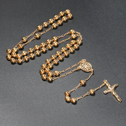 AMUSOUL Christian Virgin Mary Long Chain Jesus Cross Religion Rosary