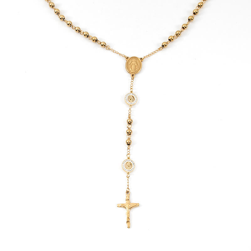 AMUSOUL Crafted Zirconia Virgin Mary Themed Rosary