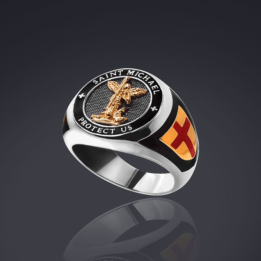 AMUSOUL Saint Michael the Archangel Protection Ring