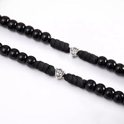 AMUSOUL Fine Crafted Black Sturdy Umbrella Cord Crucifix Rosary