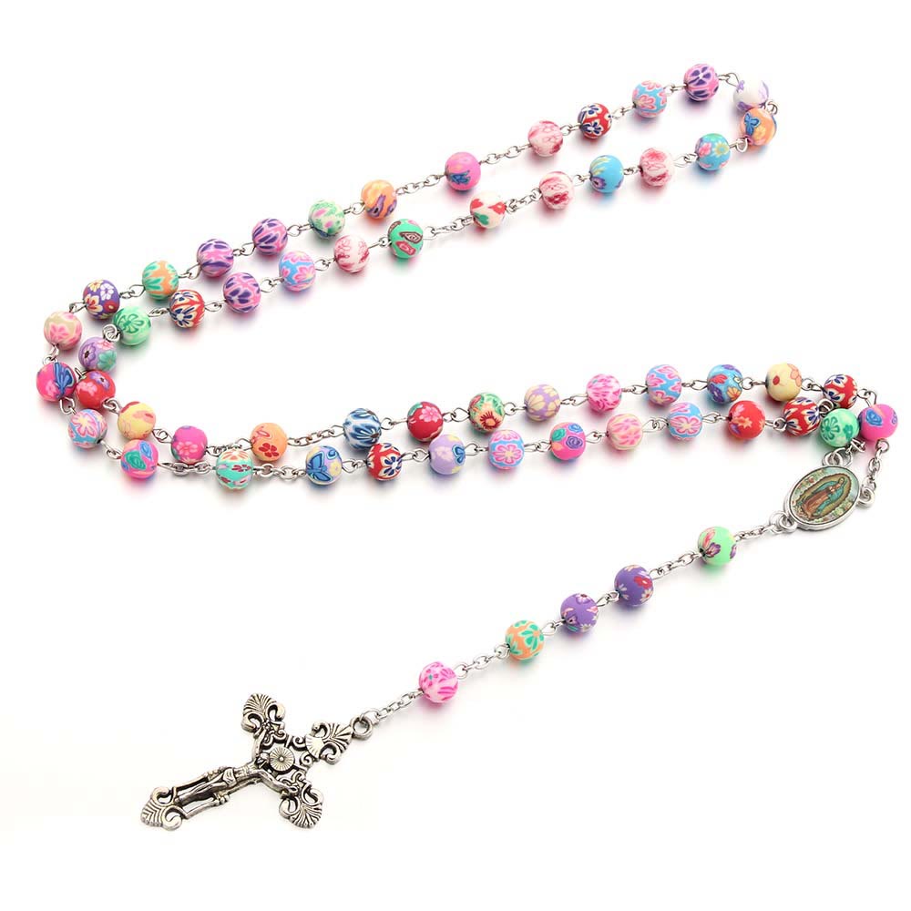 AMUSOUL Christian Cross Catholic Multi Coloured Rosary