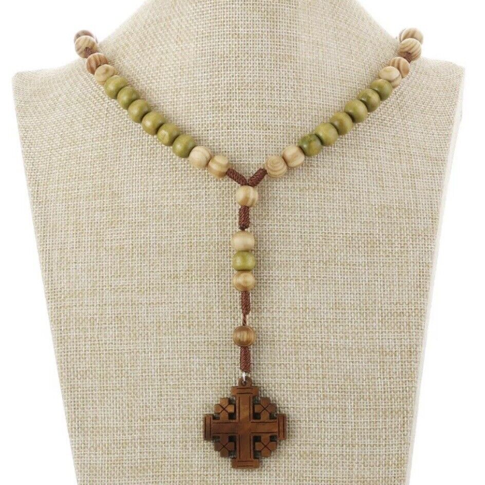 AMUSOUL Olive Wood Rosary and Cross